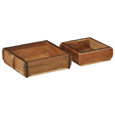 vidaXL Podnos 2 pcs Hnedá 29 x 31 x 10 cm Masívne obnovené drevo