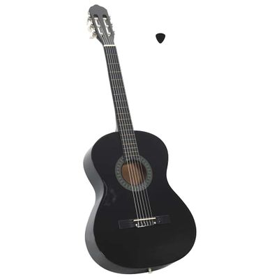 vidaXL Klasická gitara pre začiatočníkov čierna 4/4 39" lipové drevo