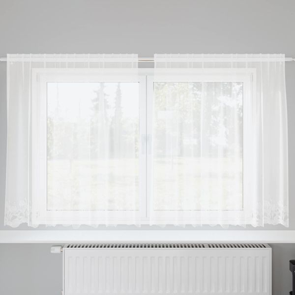 vidaXL Čipková záclona so záclonami Biela 140 x 200 cm Polyester
