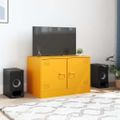 vidaXL TV skrinka horčicovo-žltá 67x39x44 cm oceľ