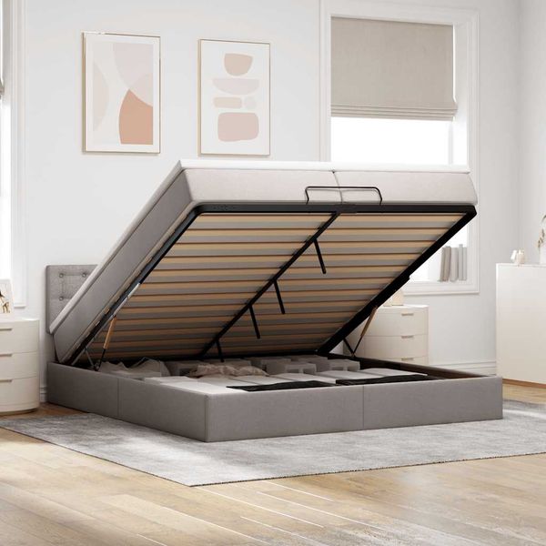 vidaXL Osmanská posteľ s matracom Taupe 200x200 cm Látka