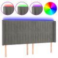 vidaXL Čelo postele s LED bledosivé 183x16x118/128 cm zamat