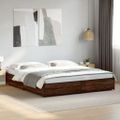 vidaXL Posteľný rám hnedý dub 160x200 cm kompozitné masív a kov