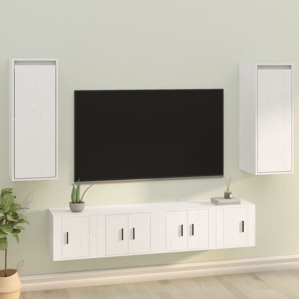 vidaXL Nástenné skrinky 2 ks biele 30x30x80 cm masívna borovica