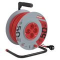 Predlžovací kábel EMOS P194504 na bubne 50m / 4 zás. / s vypínačom / červený / PVC / 230V / 1,5 mm2