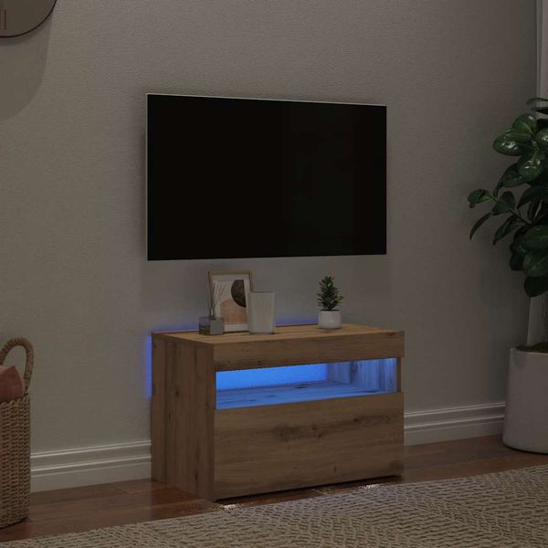 vidaXL TV skrinka s LED dub artisan 60x35x40 cm kompozitné drevo