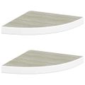 vidaXL Nástenné rohové police 2 ks dub a biele 35x35x3,8 cm MDF