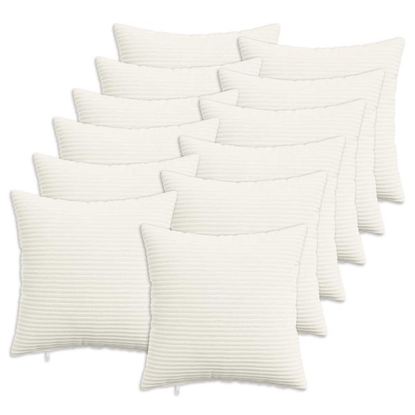 vidaXL Poťah na podložku 12 pcs HEERLEN Krémová 50 x 50 cm manšestr