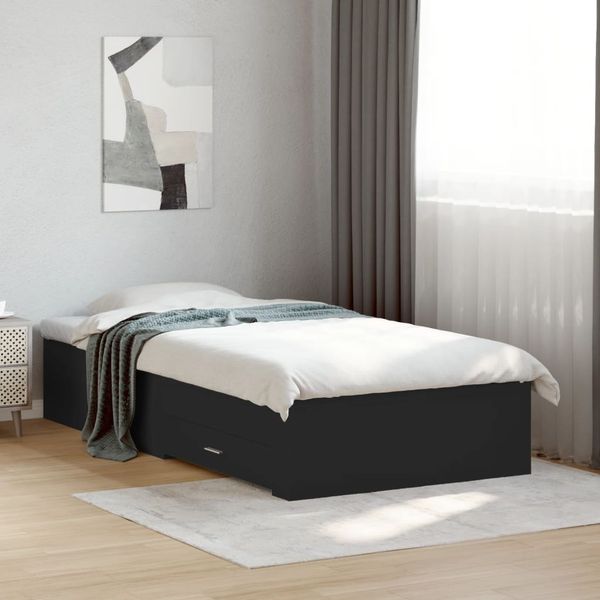 vidaXL Posteľný rám so zásuvkami čierny 100x200 cm kompozitné drevo
