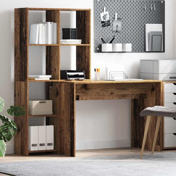 vidaXL Stôl Staré drevo 138,5 x 55 x 143 cm Kompozitné drevo