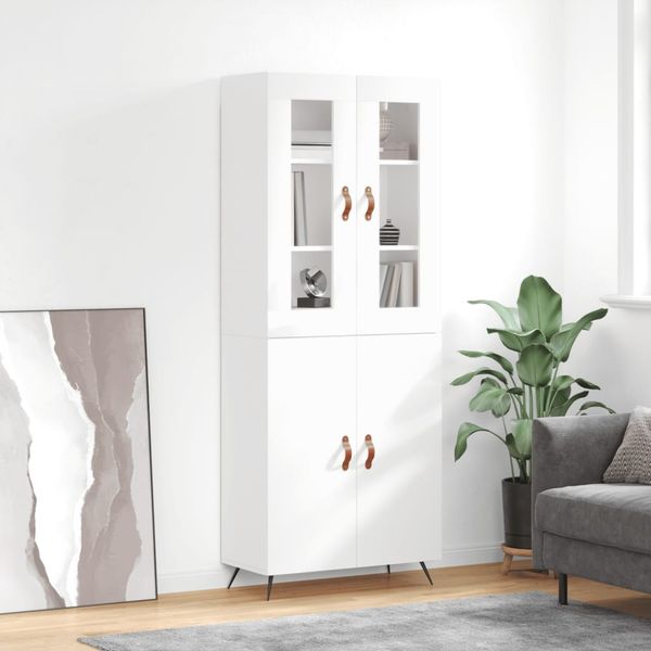 vidaXL Vysoká skrinka lesklá biela 69,5x34x180 cm spracované drevo
