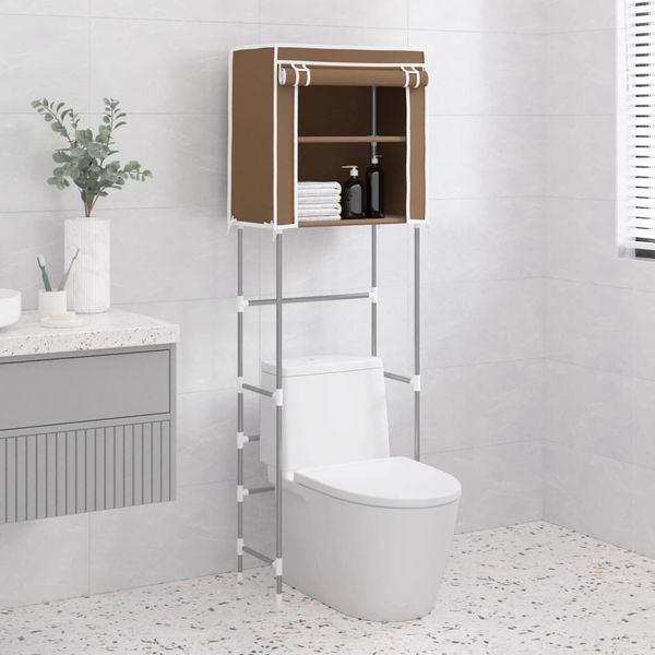 vidaXL 2-poschodový úložný stojan nad WC hnedý 56x30x170 cm železo