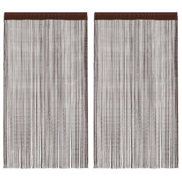 vidaXL Šnúrkový záves, 2 ks, 100x250 cm, hnedý