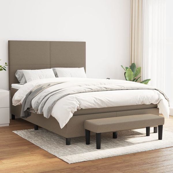vidaXL Boxspring posteľ s matracom sivohnedý 140x190 cm látka