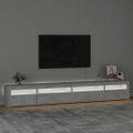 vidaXL TV skrinka s LED svetlami betónová sivá 270 x 35 x 40 cm