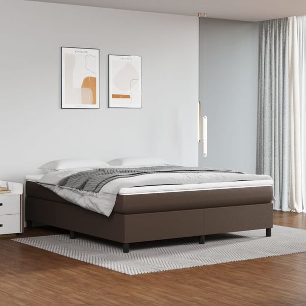 vidaXL Posteľný rám s boxspringom hnedý 180x200 cm umelá koža