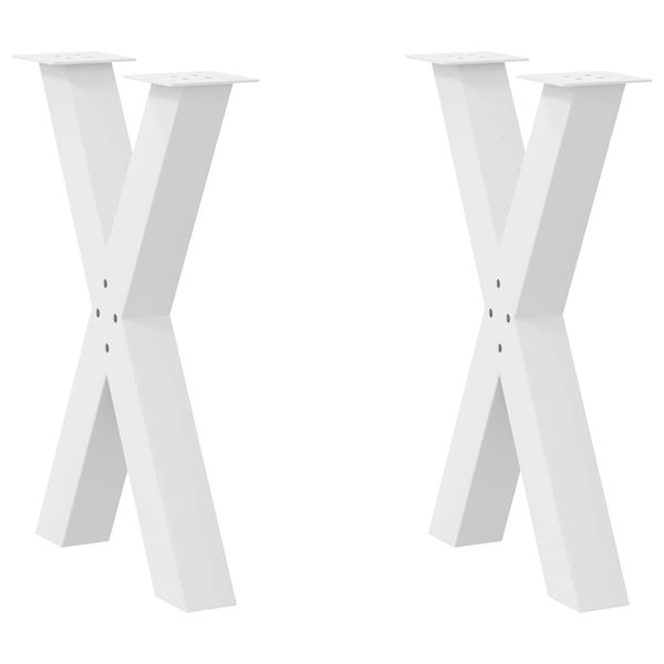 vidaXL Nohy k jedálenskému stolu v tvare X, 2 ks, biele, 60 x (72-73) cm, oceľové