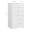 vidaXL Komoda so 6 zásuvkami, lesklá biela 50x34x96cm kompozitné drevo