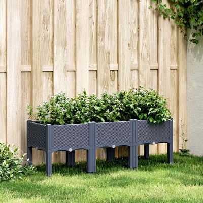 vidaXL Záhradný kvetináč s nohami modrosivý 120x40x42 cm PP