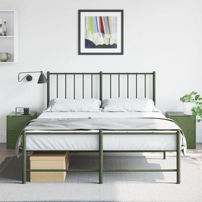 vidaXL Nočné stolíky 2 ks olivovozelené 34,5x39x44 cm oceľ