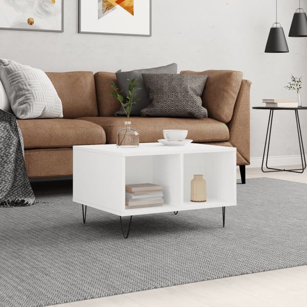 vidaXL Konferenčný stolík biely 60x50x36,5 cm spracované drevo