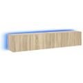 vidaXL TV nástenné skrinky s LED svetlami 2 ks dub sonoma 80x35x31 cm