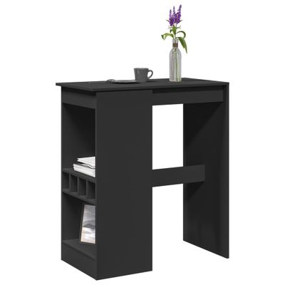 vidaXL Barový stôl s policami čierny 90x47,5x103,5 cm kompozitné drevo