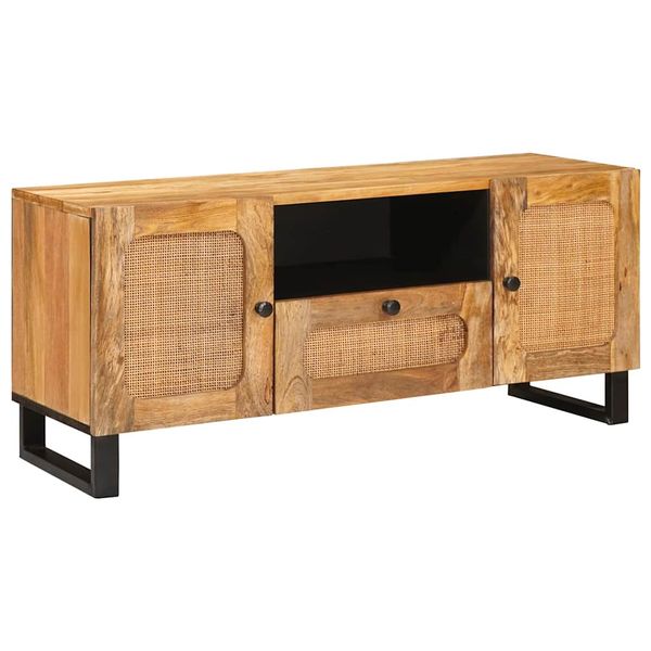 vidaXL TV skrinka s dverami Hnedá 105 x 33 x 46 cm Masívne mango drevo
