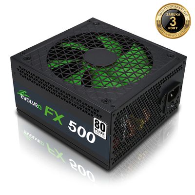 EVOLVEO FX 500, zdroj 500W ATX, 14cm, 80+, White, 3YRW