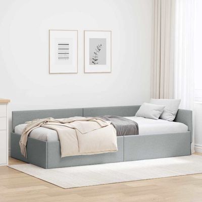 vidaXL Rohový rám postele Svetlosivá 100 cm x 200 cm látka