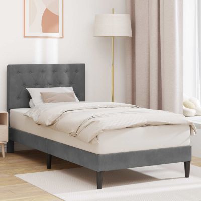 vidaXL Rám postele s čelnou doskou Tmavosivá 80 x 200 cm Zamat