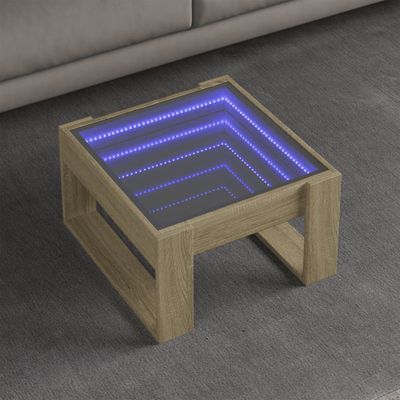 vidaXL Konferenčný stolík s nekonečnými LED dub sonoma 50x53x30 cm