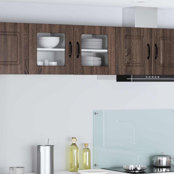vidaXL Nástenný sklenený kabinet PORTO 2 pcs Hnedý dub 40 x 31 x 40 cm