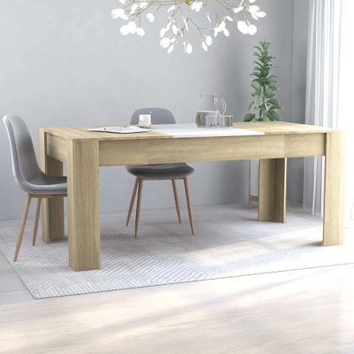 vidaXL Jedálenský stôl, biela a dub sonoma 180x90x76 cm, drevotrieska