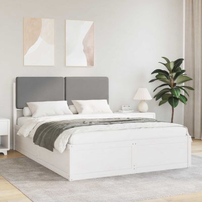vidaXL Rám postele s čalúneným čelom Svetlosivá 150 x 200 cm