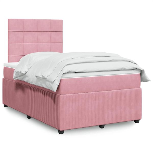 vidaXL Boxspring posteľ s matracom, ružová 120x190 cm, zamat