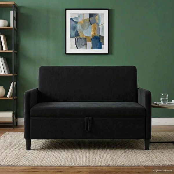 vidaXL Sofa s úložným priestorom Čierna 122 x 78 x 87 cm Polyester