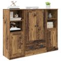 vidaXL Highboard 3 ks Staré drevo 132 x 35,5 x 103,5 cm