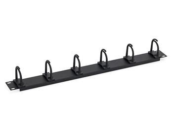 TRITON 19" vyvážacia doska 1U 6x plastová uchytka, čierna