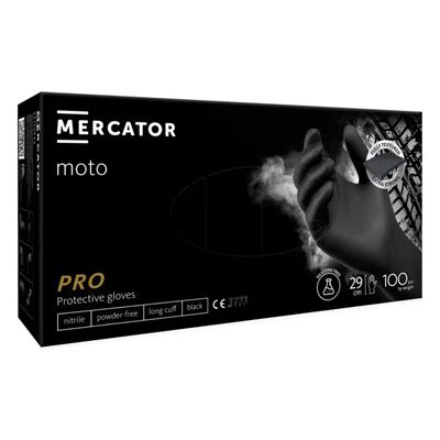 Nitrilové rukavice MERCATOR MOTO BLACK M 100ks