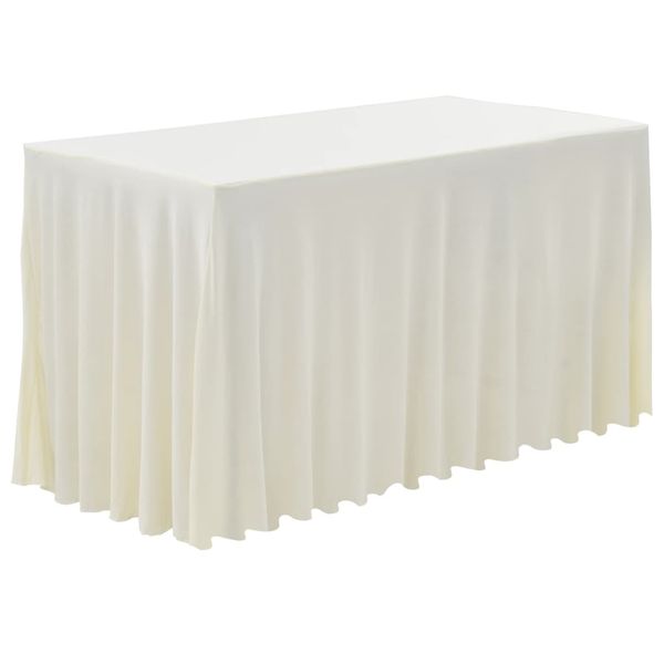 vidaXL Naťahovacie obrusy na stôl so závesom 2 ks krémové 183x76x74 cm