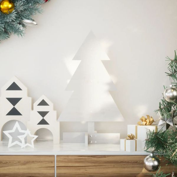 vidaXL Drevený vianočný stromček biely 60 cm masívna borovica