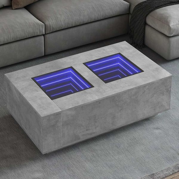 vidaXL Konferenčný stolík s nekonečnými LED betónovosivý 116x69x40 cm