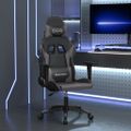 vidaXL Masážna herná stolička čierna a sivá umelá koža