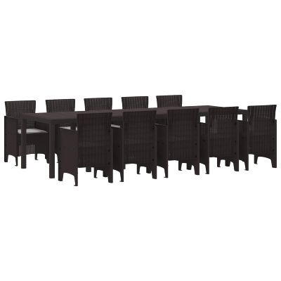 vidaXL Záhradný jedálenský set 11 pcs Hnedá a svetlo šedá Poly ratan