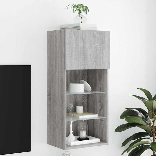 vidaXL TV skrinka s LED svetlami sivá sonoma 40,5x30x90 cm