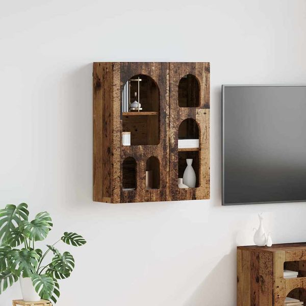 vidaXL Závesná skrinka s poličkou ELST Staré drevo 59 x 20 x 71.5 cm