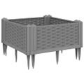 vidaXL Záhradný kvetináč s kolíkmi bledosivý 42,5x42,5x28,5 cm PP