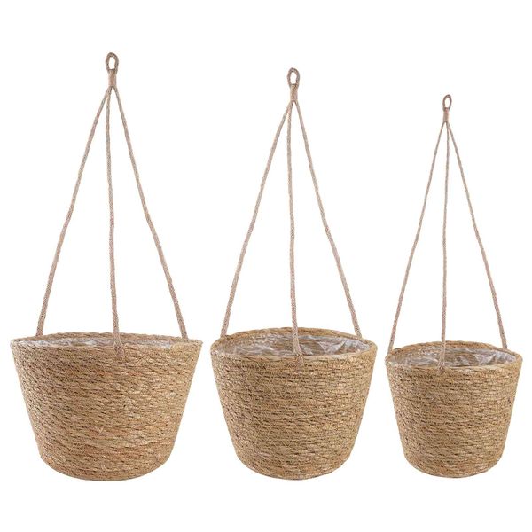 vidaXL Koše na rastliny z morskej trávy 3 pcs Prírodná Ø26 x 19 cm