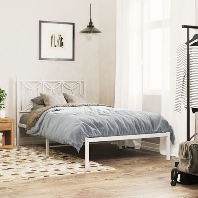 vidaXL Kovový rám postele s čelom biely 107x203 cm